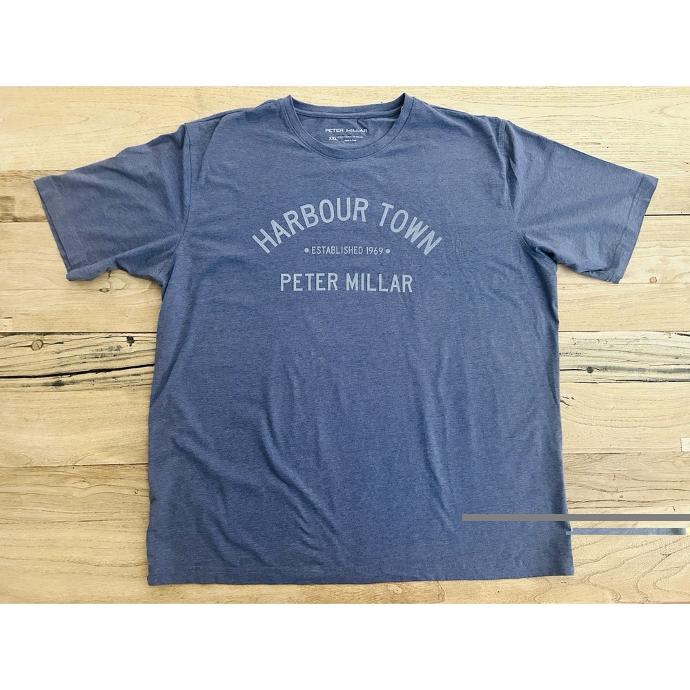 Peter Millar Graphic T-Shirt Mens XXL Blue Grey Pima Cotton Stretch Short Sleeve